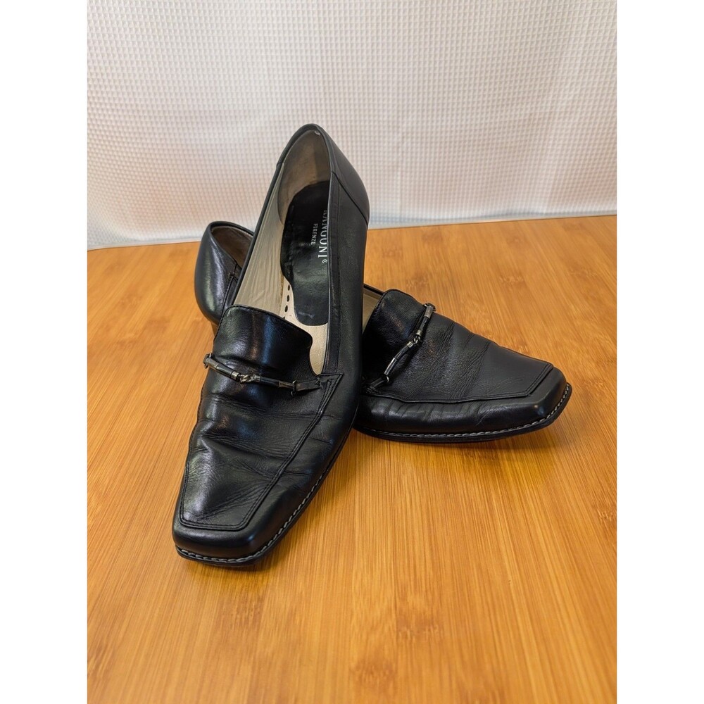 Rangoni Leather Slip On Mule Loafers Shoes Black Women's Size 10 B Classic (R04)